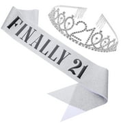 1 Set Birthday Sash Tiaras Girls 21st Birthday Crown Headdress Party Decoration